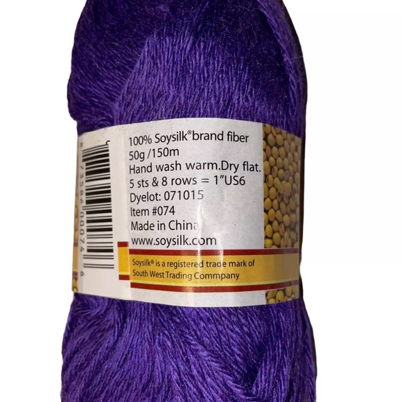 South West Trading Company PURE Soy Silk Worsted Yarn SWTC #074 Purple - Picture 2 of 4